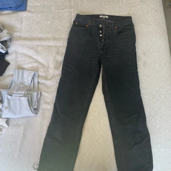 redone black straight leg jeans - Picture 2 of 4